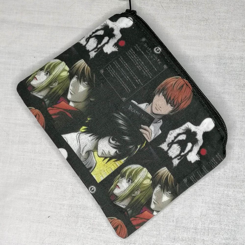 Zip Pouch Made With Death Note Inspired Fabric - DNL