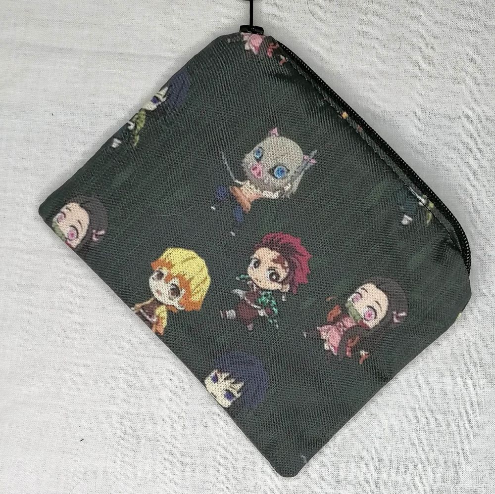 Zip Pouch Made With Demon Slayer Inspired Fabric