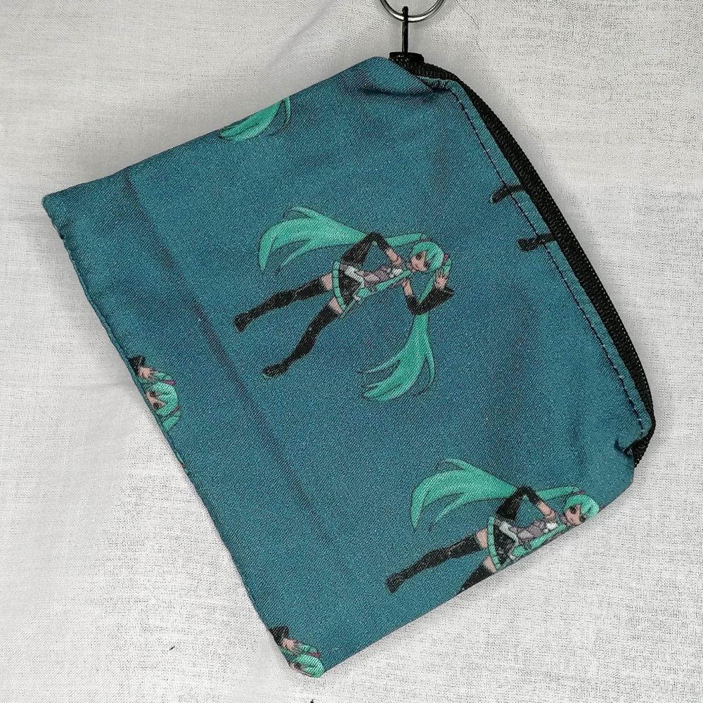Zip Pouch Made With Hatsune Miku Inspired Fabric