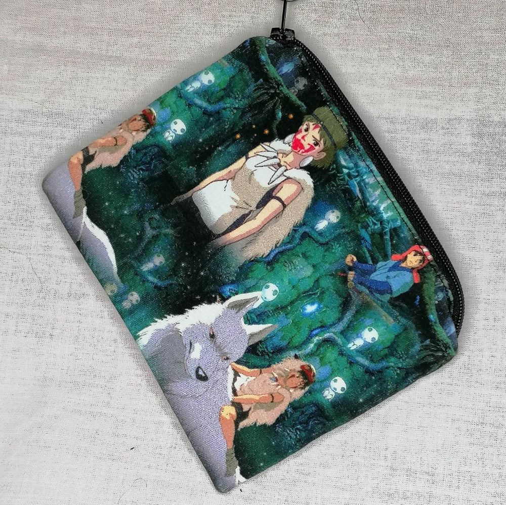 Zip Pouch Made With Studio Ghibli Princess Mononoke Inspired Fabric