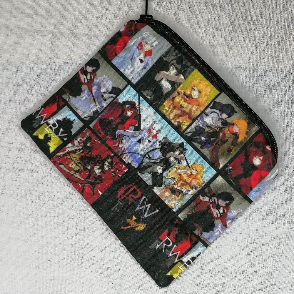 Zip Pouch Made With RWBY Inspired Fabric