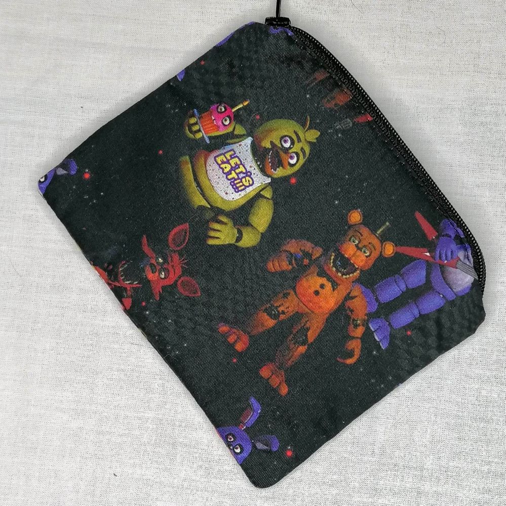 Zip Pouch Made With Five Nights At Freddy`s Inspired Fabric