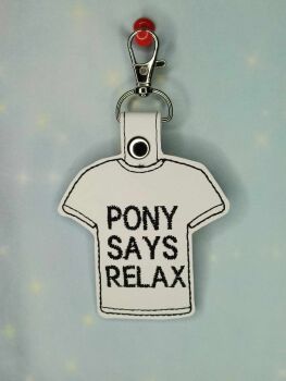 80's Style Tee Pony Says Relax Keyring
