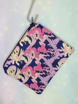 Zip Pouch Made With Twilight, Fluttershy and Pinkie Pie Inspired Fabric