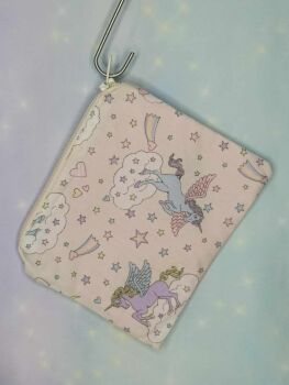 Zip Pouch Made With Kawaii pegasus Inspired Fabric