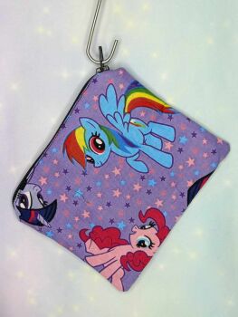 Zip Pouch Made With Rainbow Dash, Twilight and Pinkie Pie Inspired Fabric