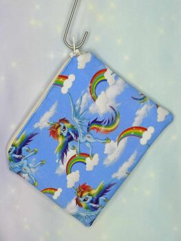 Zip Pouch Made With Gen 4 Princess Rainbow Dash Inspired Fabric