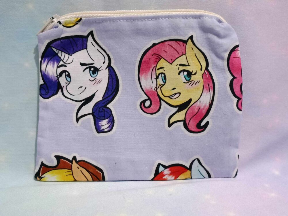 Zip Pouch Made with My Little Pony Inspired Fabric - Rarity, Fluttershy and