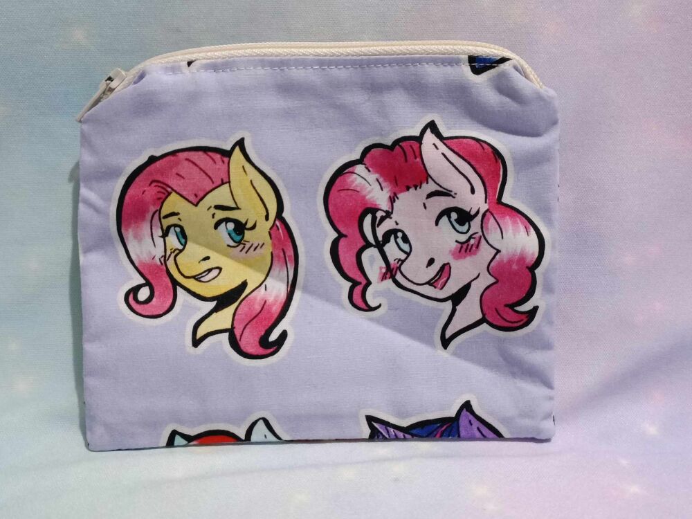 Zip Pouch Made with My Little Pony Inspired Fabric - Fluttershy, Pinkie Pie
