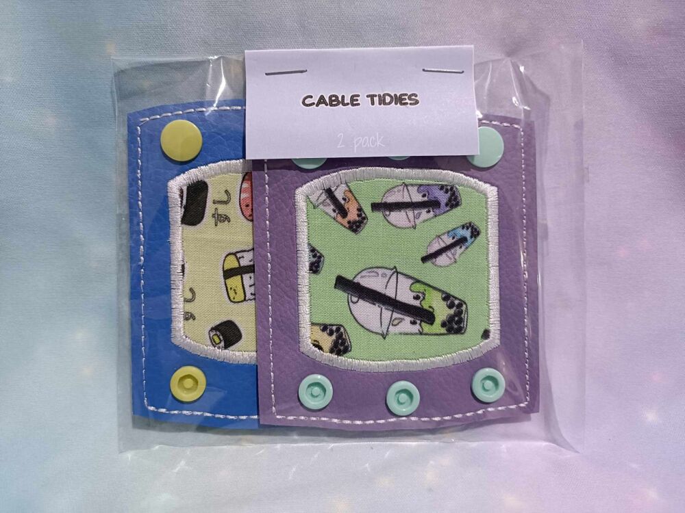 Cable Tidies 2 Pack Bubble Tea and Sushi Themed