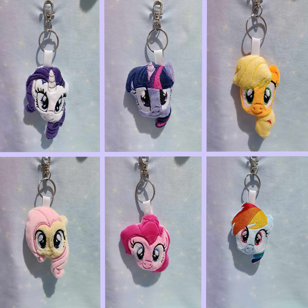 My Little Pony Inspired Plushie Head Keyring - Set of Mane 6