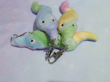 Rainbow Worm On A String Plushie Keyring - Special Edition!