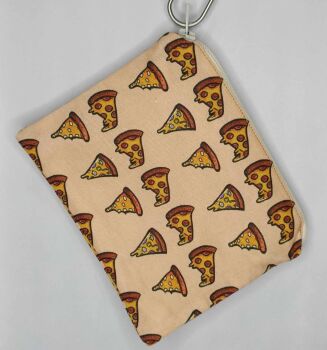 Zip Pouch Made With Pizza Fabric