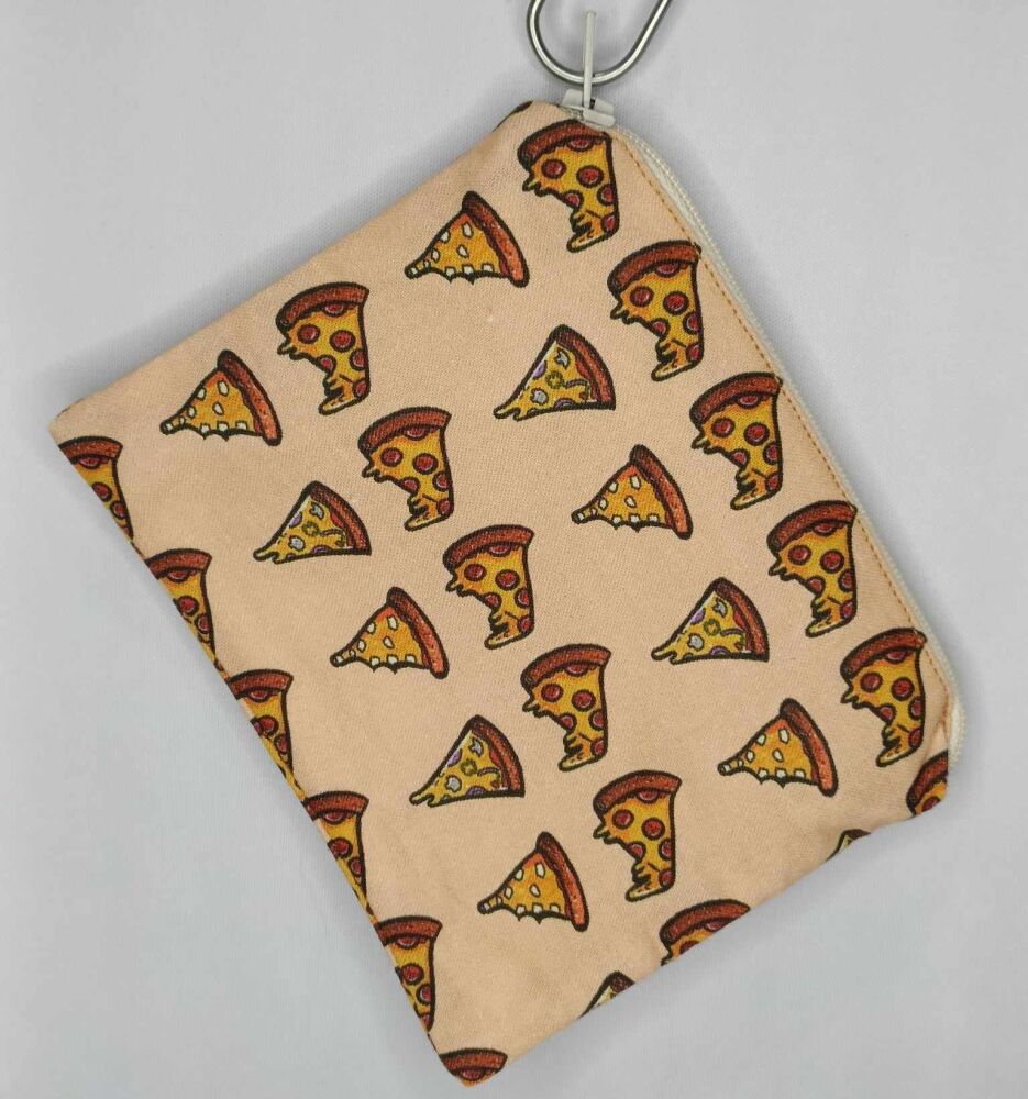 Zip Pouch Made With Pizza Inspired Fabric