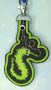 Worm On A String Inspired Embroidered Keyring