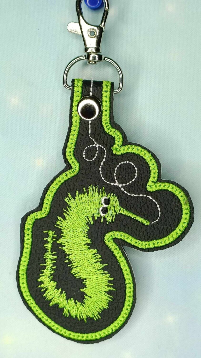 Worm On A String Inspired Embroidered Keyring
