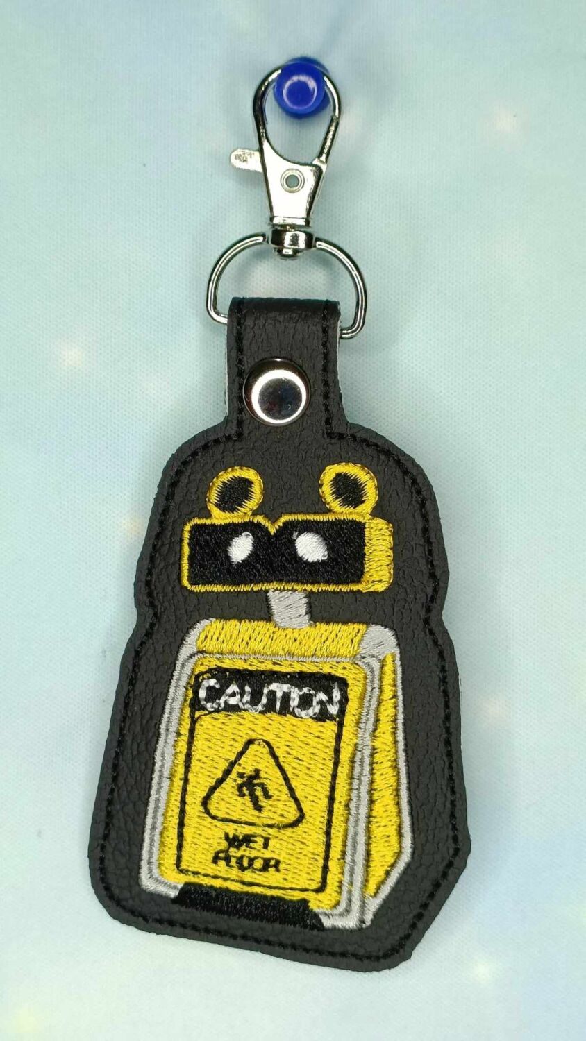 FNAF Wet Floor Bot Inspired Embroidered Keyring