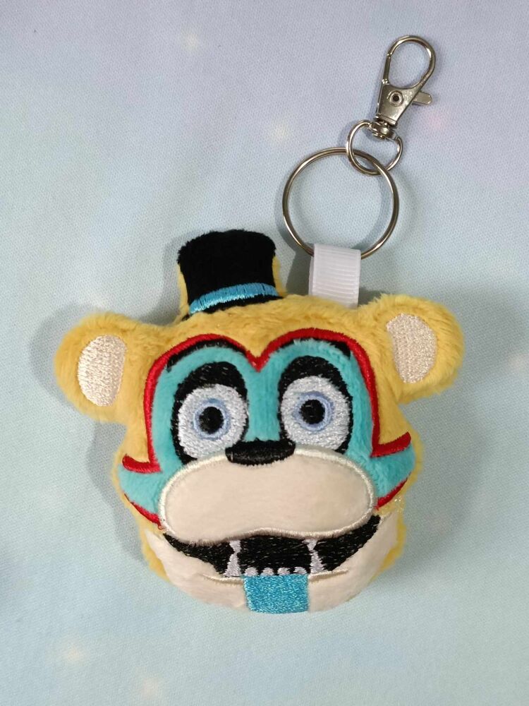 Five Nights At Freddy's Inspired Plush Head Keyrings - Glamrock Freddy