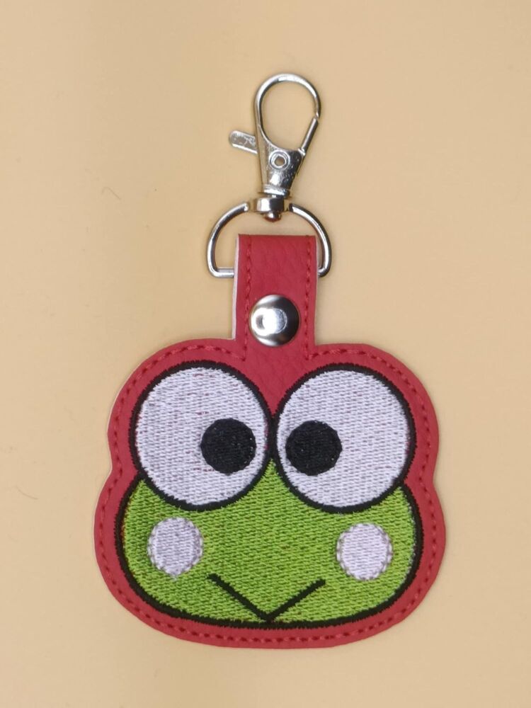 S Keroppi Inspired Embroidered Keyring
