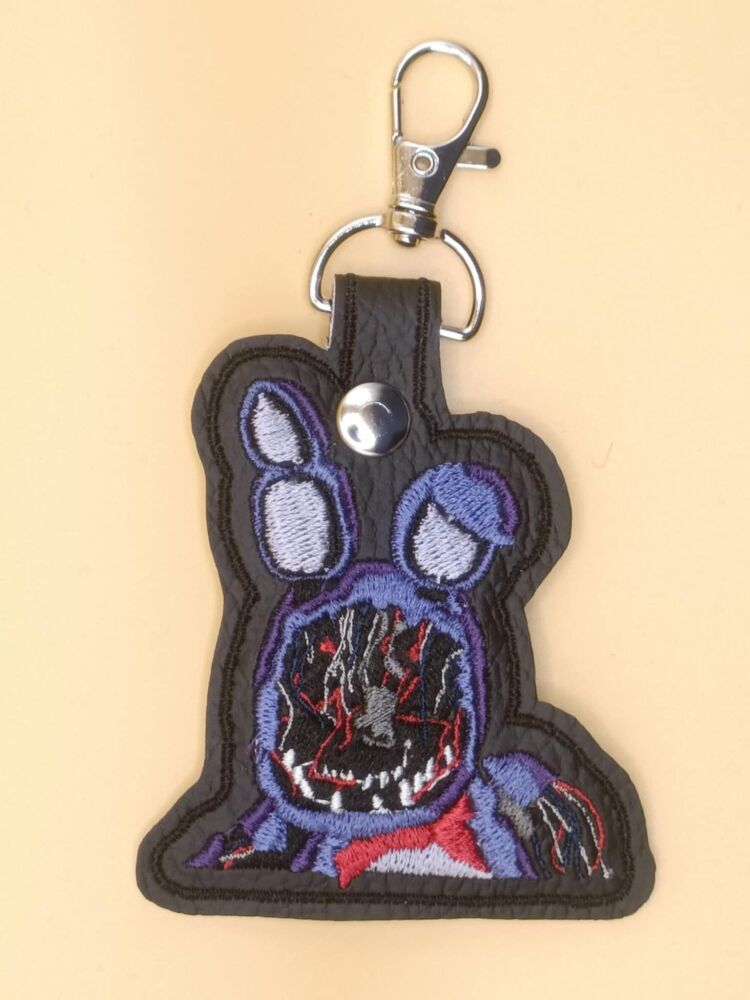 FNAF Ruined Bonnie Inspired Embroidered Keyring