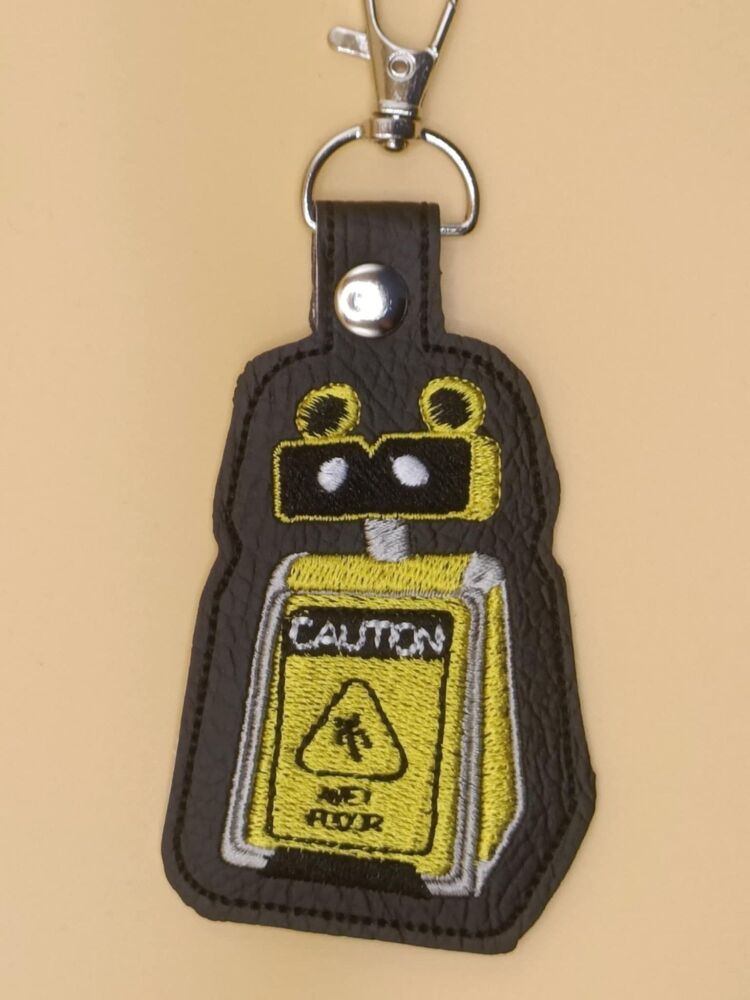 FNAF Wet Floor Bot Inspired Embroidered Keyring