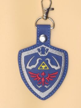 LOZ Hylian Shield Inspired Embroidered Keyring