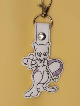 Pokemon Mewtoo Inspired Embroidered Keyring