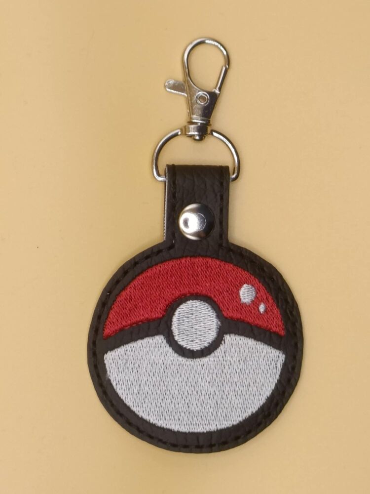 Pokemon Pokeball Inspired Embroidered Keyring