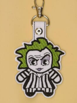 Beetlejuice Inspired Embroidered Keyring