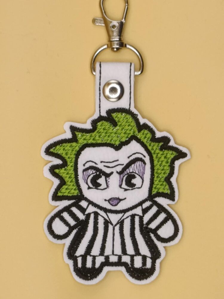 Beetlejuice Inspired Embroidered Keyring