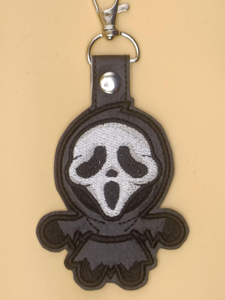 Ghost Face Inspired Embroidered Keyring