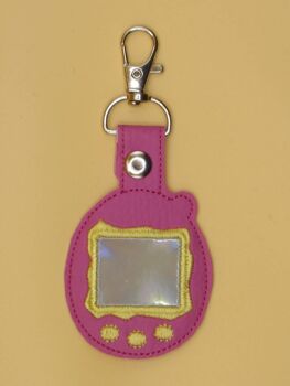Tamagotchi Inspired Embroidered Keyring (pm)