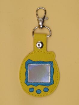 Tamagotchi Inspired Embroidered Keyring (ym)