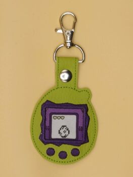 Tamagotchi Inspired Embroidered Keyring (g)