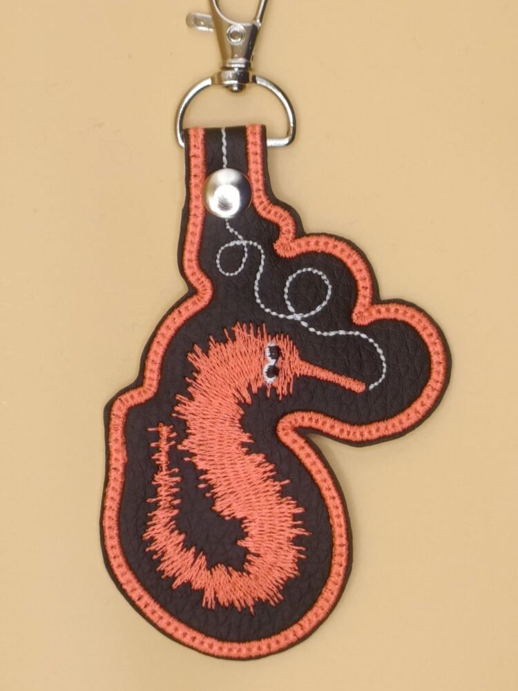 Worm On A String Inspired Embroidered Keyring (o)