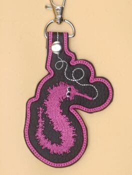 Worm On A String Inspired Embroidered Keyring (p)