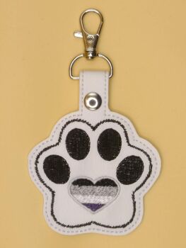 Furry Paw Asexual Embroidered Keyring (w)