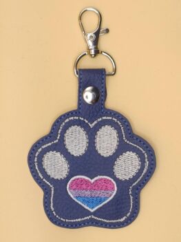Furry Paw Bisexual Embroidered Keyring (b)