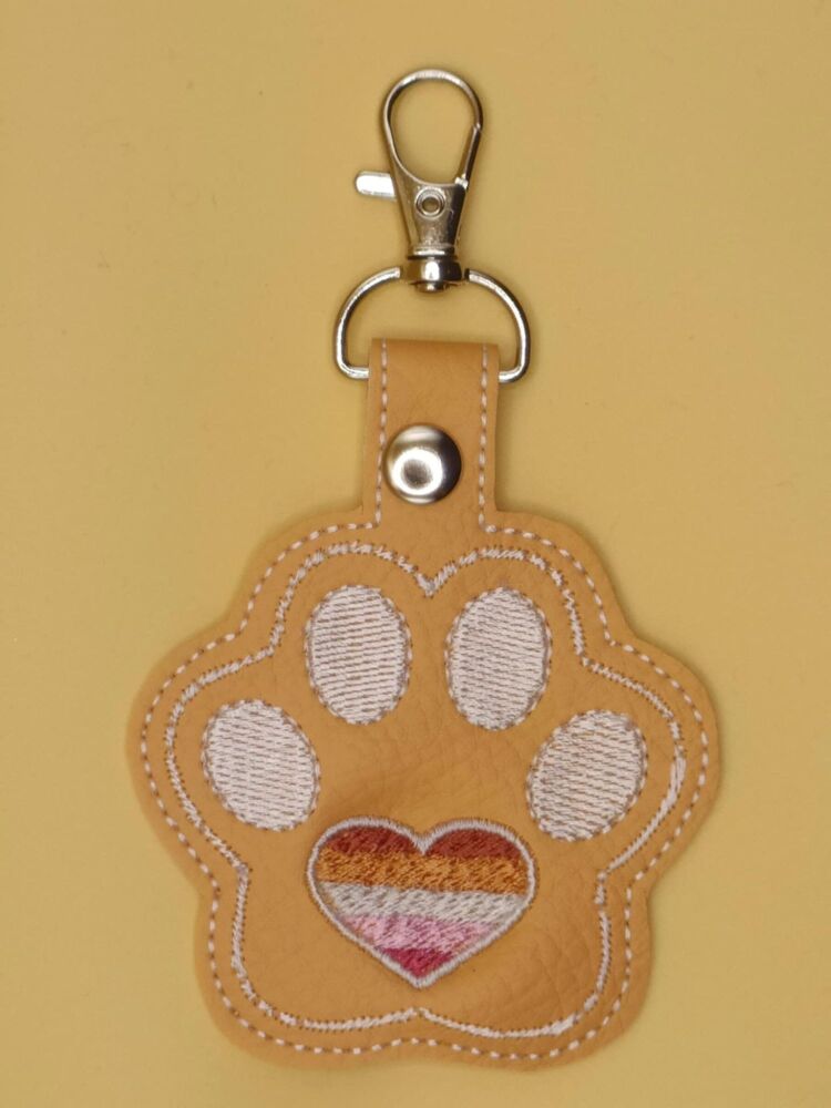 Furry Paw Lesbian Embroidered Keyring
