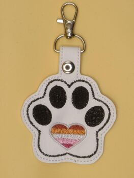 Furry Paw Lesbian Embroidered Keyring (w)