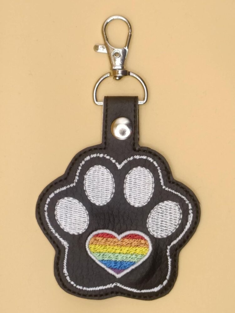 Furry Paw Pride Embroidered Keyring (b)