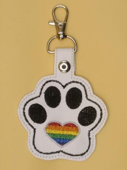 Furry Paw Pride Embroidered Keyring (w)