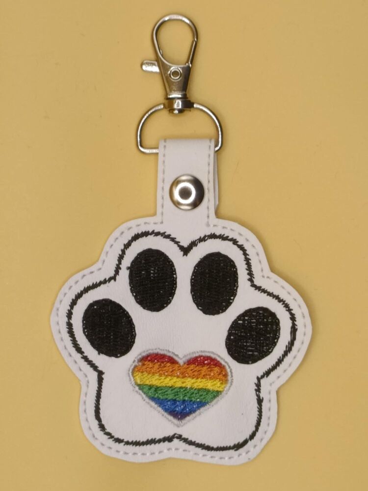Furry Paw Pride Embroidered Keyring (w)