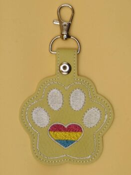 Furry Paw Pansexual Embroidered Keyring (y)