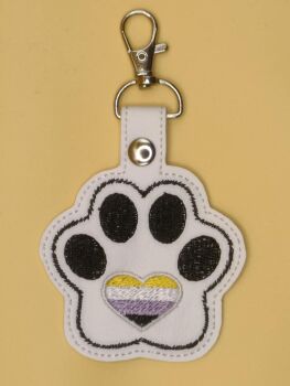 Furry Paw Non-Binary Embroidered Keyring (w)