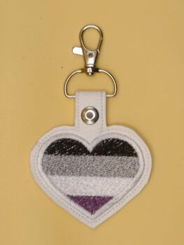 Heart Asexual Embroidered Keyring