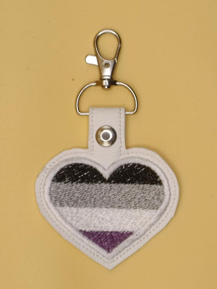 Heart Asexual Embroidered Keyring