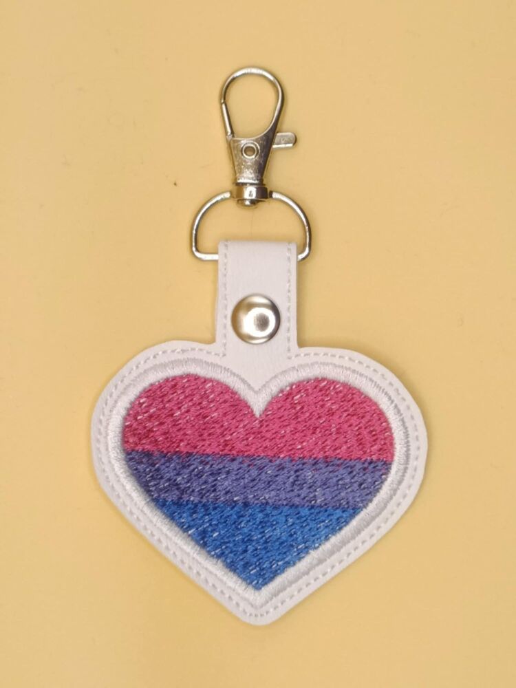 Heart Bisexual Embroidered Keyring