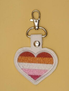 Heart Lesbian Embroidered Keyring