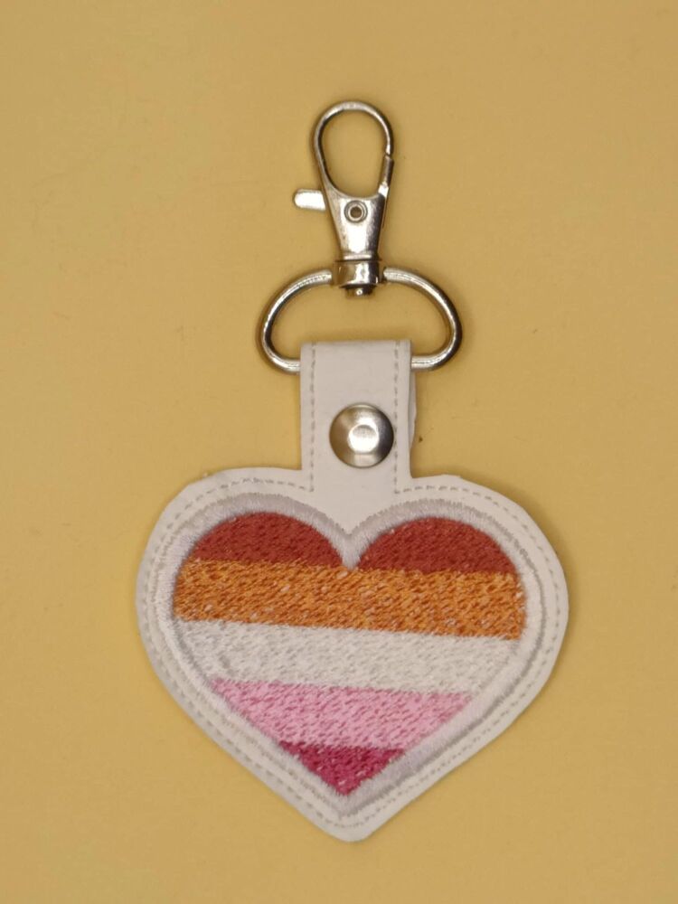 Heart Lesbian Embroidered Keyring